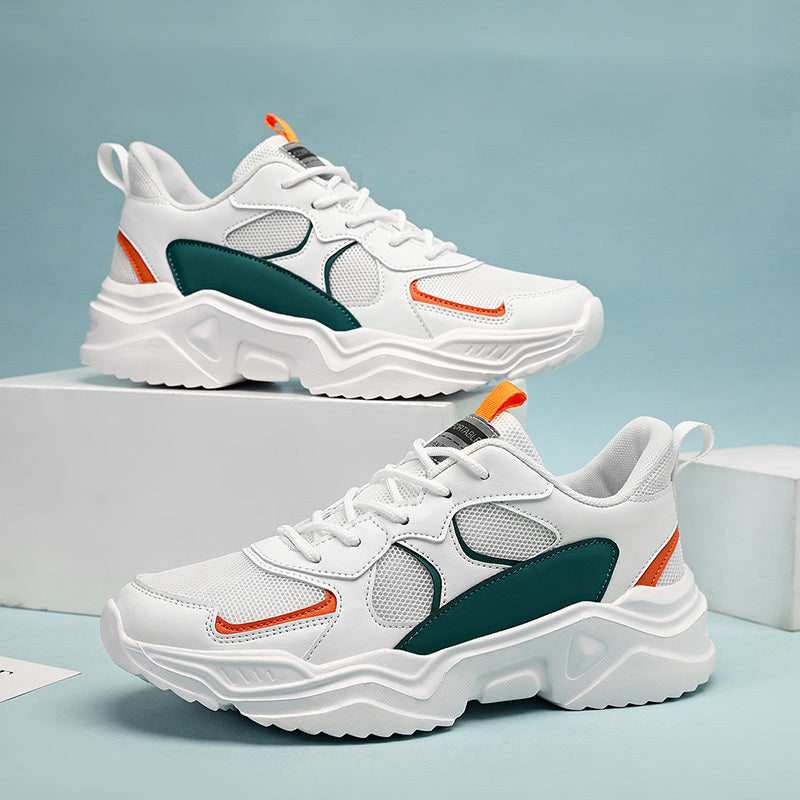 Men's Vintage '90s Chunky Trainer: Breathable Mesh & Bold White/Teal Design