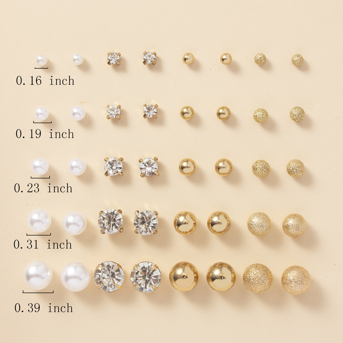 Everyday Glam: 20-Pair Stud & Stone Collection (Pearl & Rhinestone)