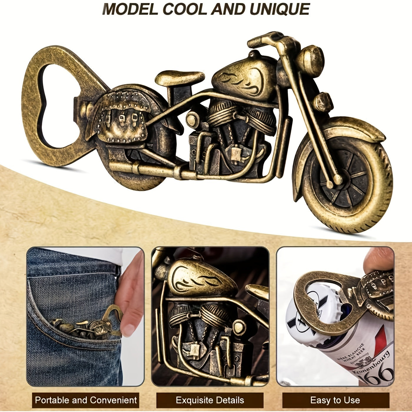 Golden Motorcycle Bottle Opener: Ultimate Man Cave & Beer Lover Gift