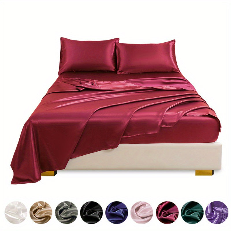 Luxe Satin Finish 4-Piece Sheet Set – Fitted, Flat & 2 Pillowcases