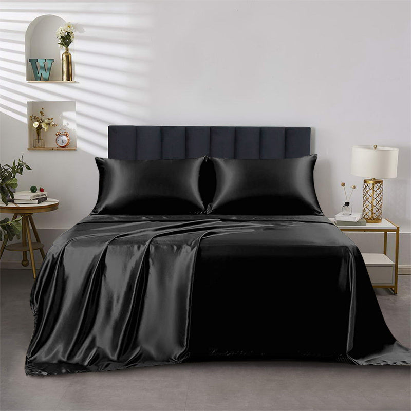Luxe Satin Finish 4-Piece Sheet Set – Fitted, Flat & 2 Pillowcases