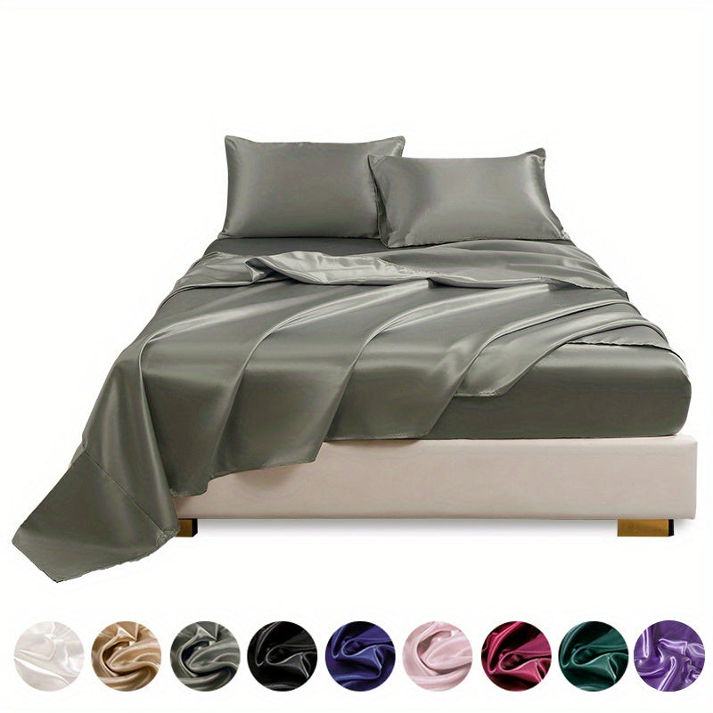 Luxe Satin Finish 4-Piece Sheet Set – Fitted, Flat & 2 Pillowcases