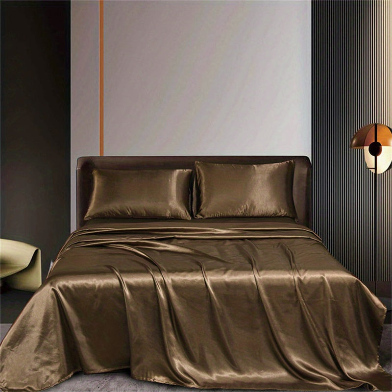 Luxe Satin Finish 4-Piece Sheet Set – Fitted, Flat & 2 Pillowcases