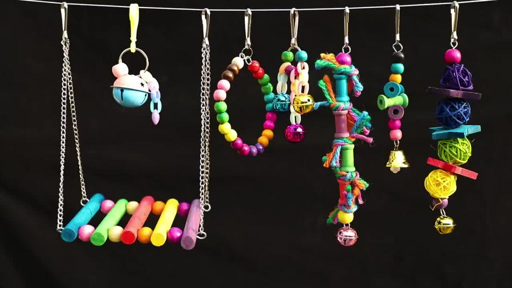 15 Pcs Parrot Toy Bundle: Natural Chew, Swing, & Shredding Toys for Parakeet, Budgie, and Cockatiel