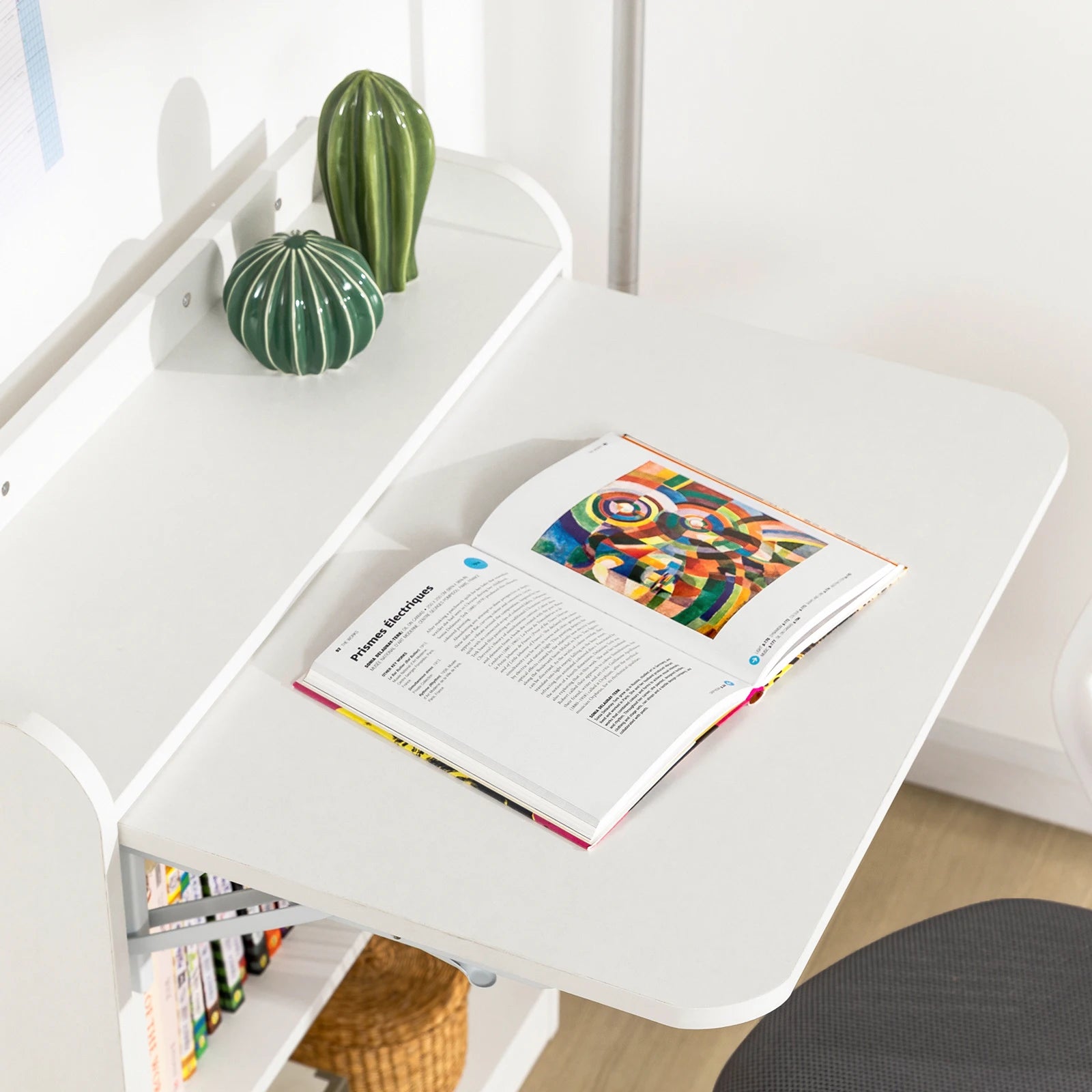 SoBuy FWT92 Folding Computer table table with shelves Folding table work table office table for home office wall table