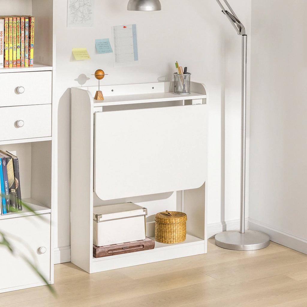 SoBuy FWT92 Folding Computer table table with shelves Folding table work table office table for home office wall table