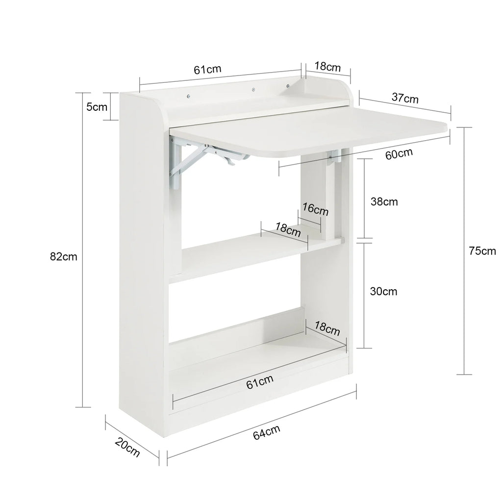 SoBuy FWT92 Folding Computer table table with shelves Folding table work table office table for home office wall table