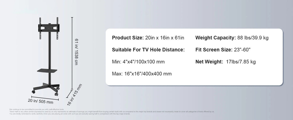 SucceBuy Mobile TV Stand Height Adjustable TV Stand w/ Wheels Double Tray for Audio-Visual Devices Rolling TV Stand for Bedroom