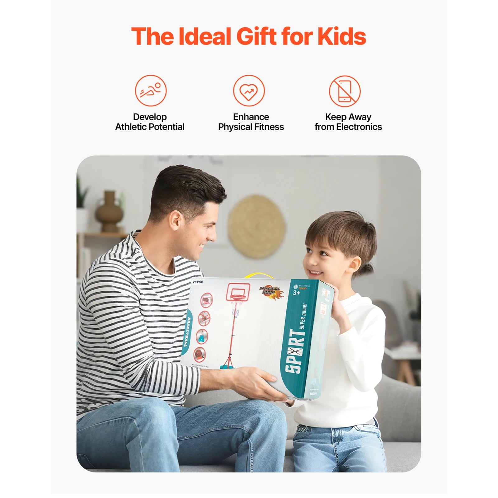 SucceBuy Toddler Adjustable Basketball Hoop 104-190CM Rack for Kids Outdoor Indoor Ball Sport Backboard Rim Shoot Children Toys