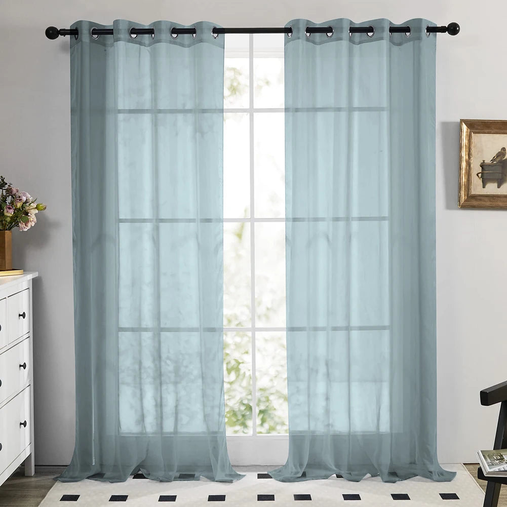 Translucent Sheer Curtain Drapes 132CM Width for Living Room Grommet Top Lightweight Airy Gauzy Light Filtering Window Treatment