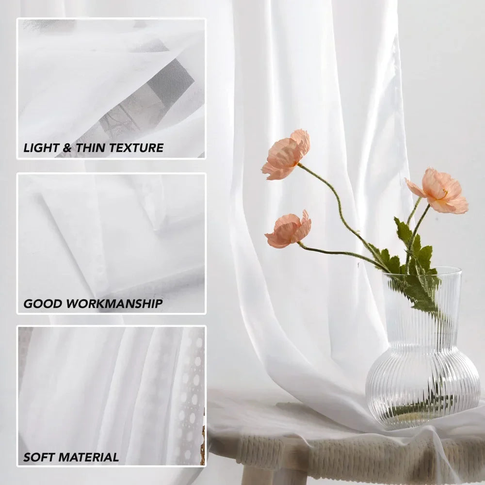 Translucent Sheer Curtain Drapes 132CM Width for Living Room Grommet Top Lightweight Airy Gauzy Light Filtering Window Treatment