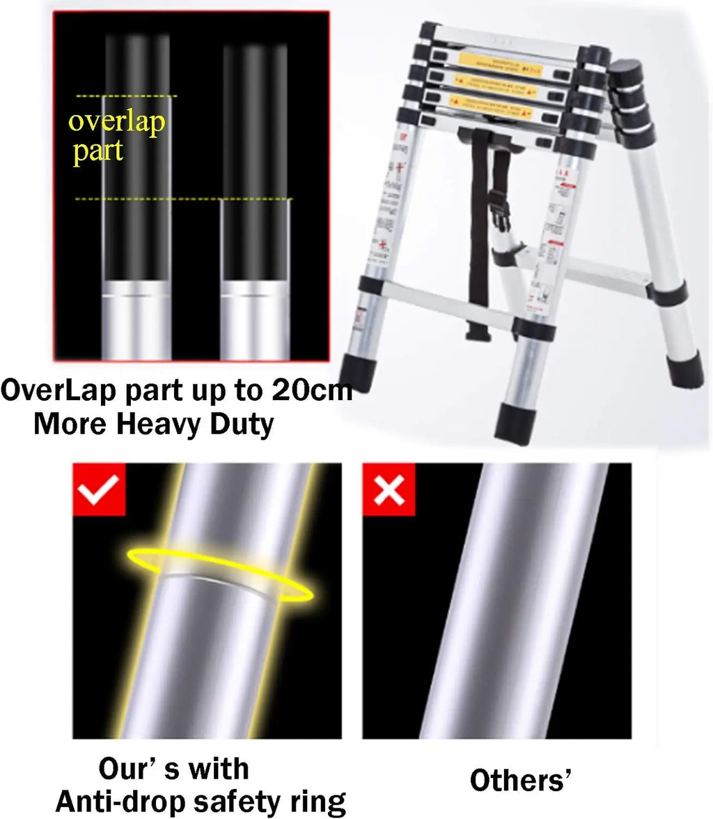 5+6 Steps Ladder Stair Ladder Telescopic Ladder Multi-Purpose Folding Aluminium Telescoping Ladder Extendable Portable Ladder