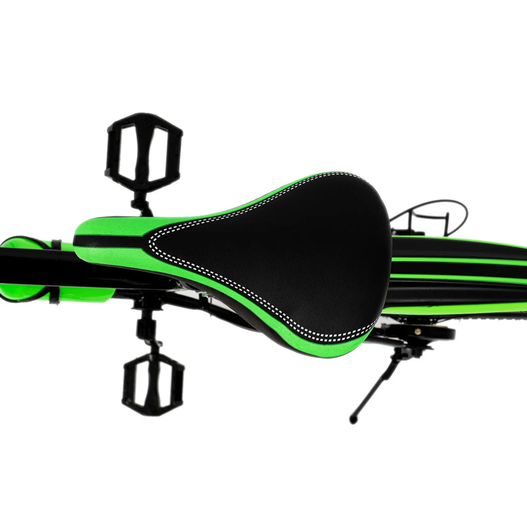 Green 20 Inch 7 Speeds Mountain Bike Adjustable Children's Bicycle with Storage Bag and Compass Bell Braking System Bike