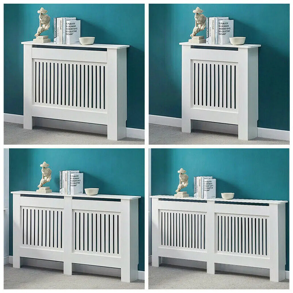 S/M/L/XL White Radiator Cover Wall Cabinet MDF Modern Wood Cabinet Grill Cover