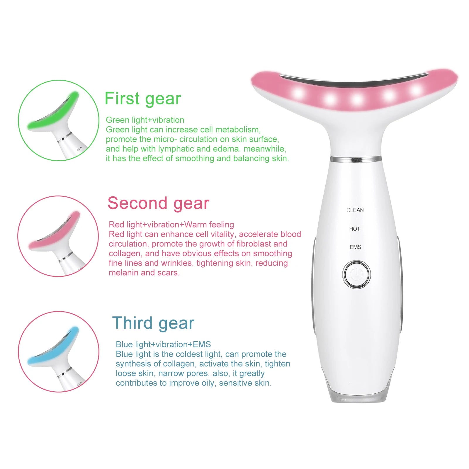 Neck Massager Led Photon Therapy Heating Neck Wrinkle Removal Machine Reduce Double Chin Skin Lifting Face Relaxation Tool