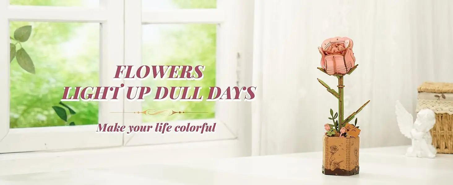 Robotime 3D Wooden Puzzle Flowers Bouquet Wooden Bloom Craft Model Kits Eternal Flowers Romantic Gift for Birthday Mother's Day