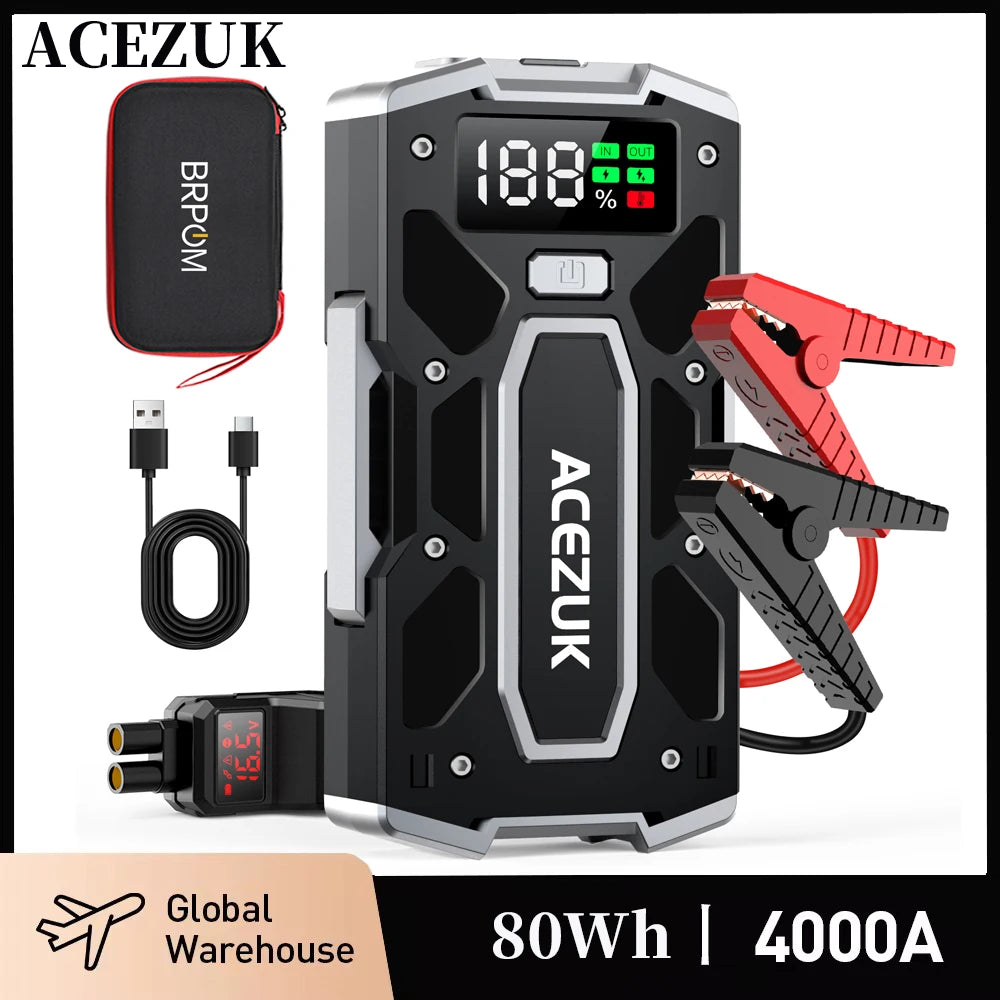 4000A Car Jump Starter Power Bank 12V 21800mAh Starting Device Emergency Car Battery Charger Booster Buster