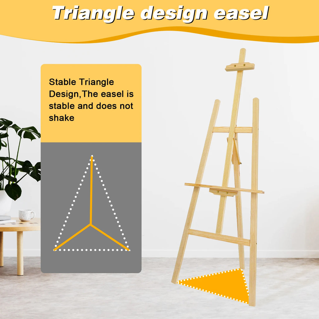Artist Easel, Wooden A-Frame Easel Stand, Studio Easel Adjustable Drawing Painting Holder Canvas Stand Portable for Display