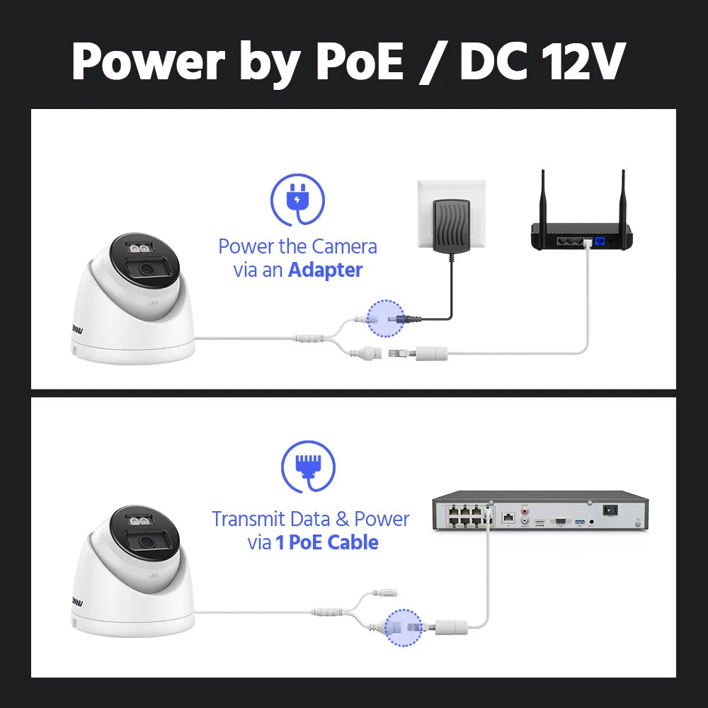 Annke 4Pcs 12MP HD IP Security Camera Poe 6K Dual Light Audio Fixed Bullet Camera Human Vehicle Detection 256G SD Storage ONVIF