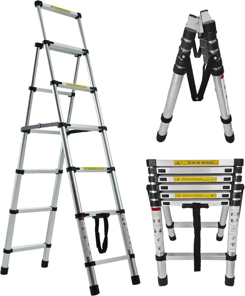 5+6 Steps Ladder Stair Ladder Telescopic Ladder Multi-Purpose Folding Aluminium Telescoping Ladder Extendable Portable Ladder