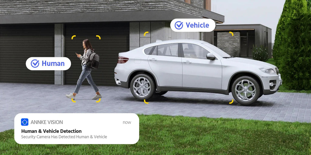 Annke 4Pcs 12MP HD IP Security Camera Poe 6K Dual Light Audio Fixed Bullet Camera Human Vehicle Detection 256G SD Storage ONVIF