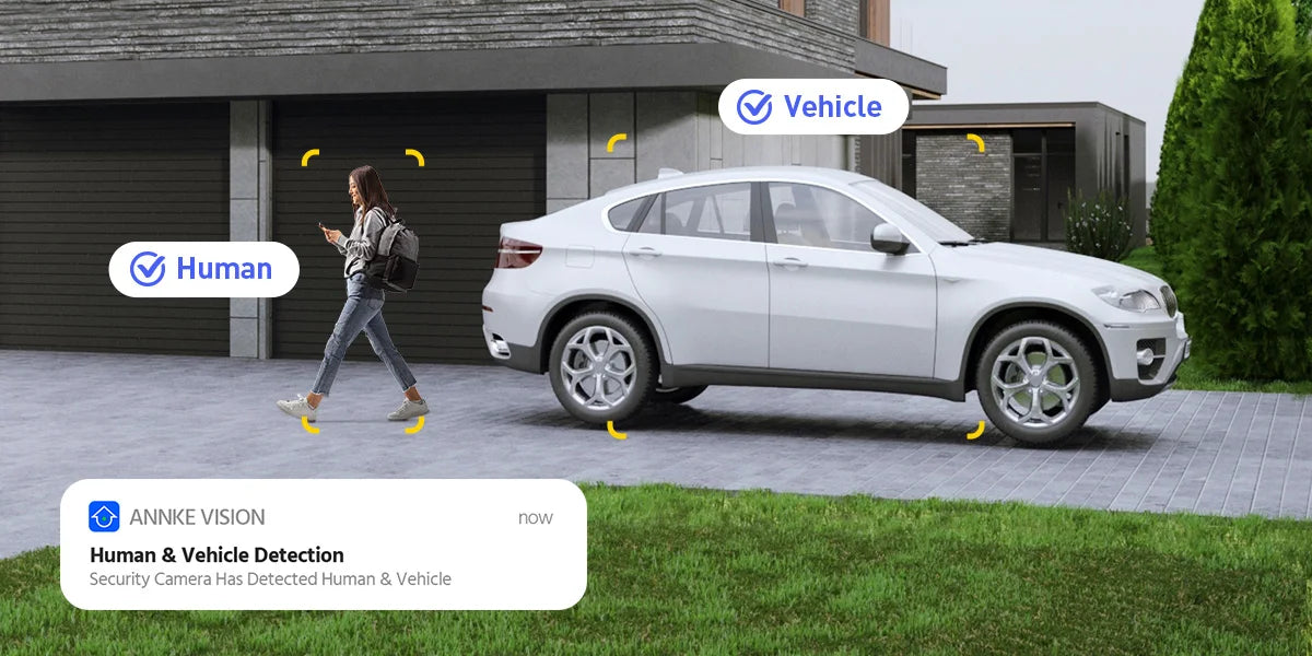 Annke 4Pcs 12MP HD IP Security Camera Poe 6K Dual Light Audio Fixed Bullet Camera Human Vehicle Detection 256G SD Storage ONVIF