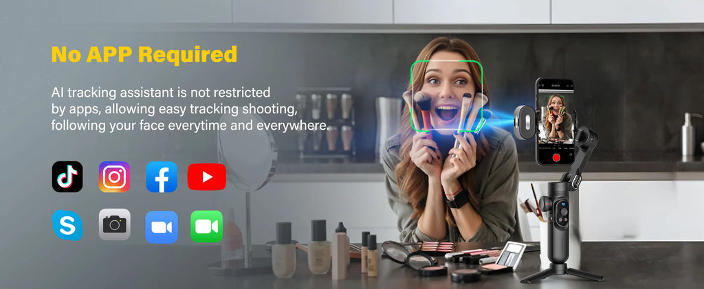 AOCHUAN Smart XPro Ai 3 Axis Smartphone Gimbal Stabilizer For iPhone And Android Smartphone Gimbal No app required to track face