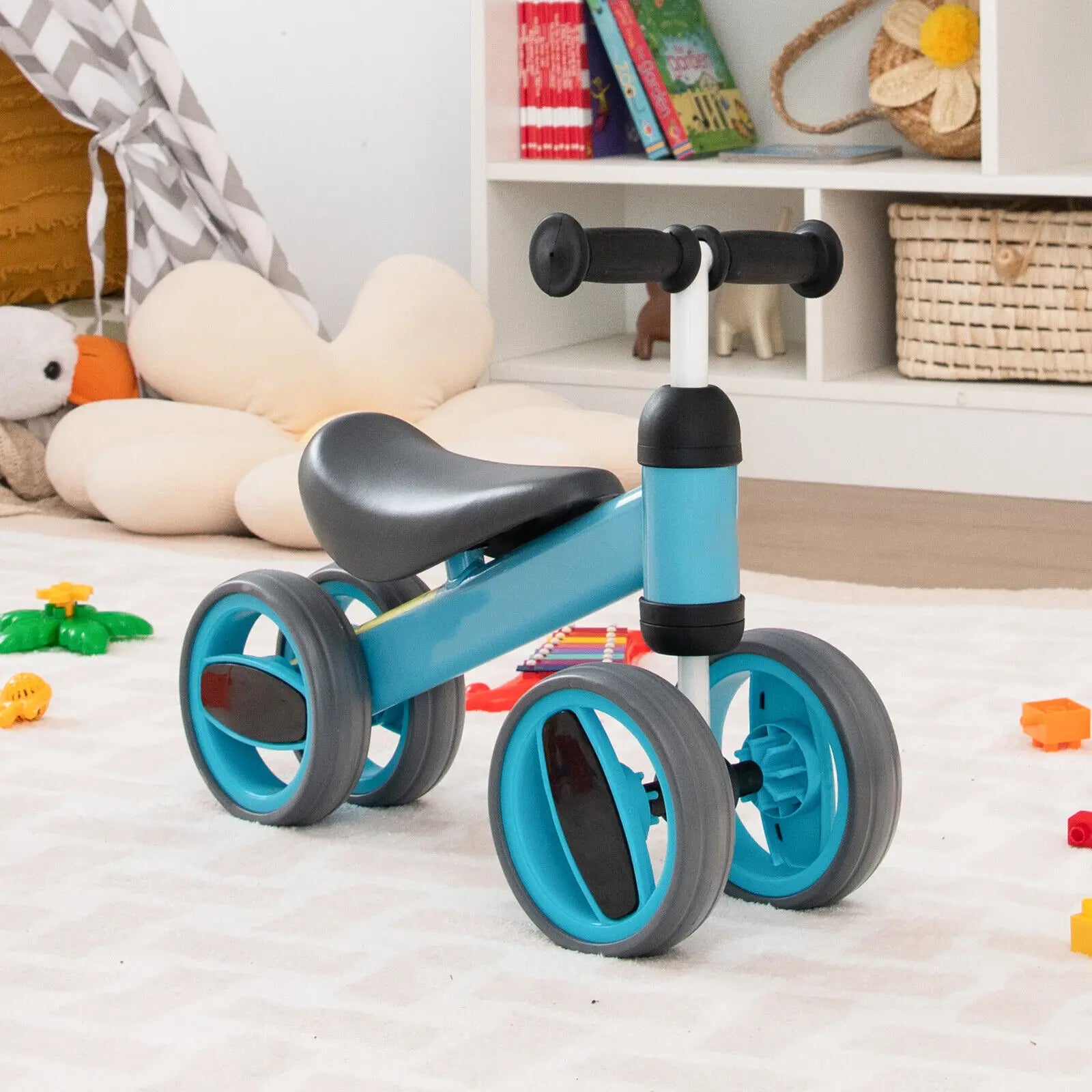 DORTALA Baby Balance Bike 4 Wheels Toddler First Bike Infant Walker Riding Toys