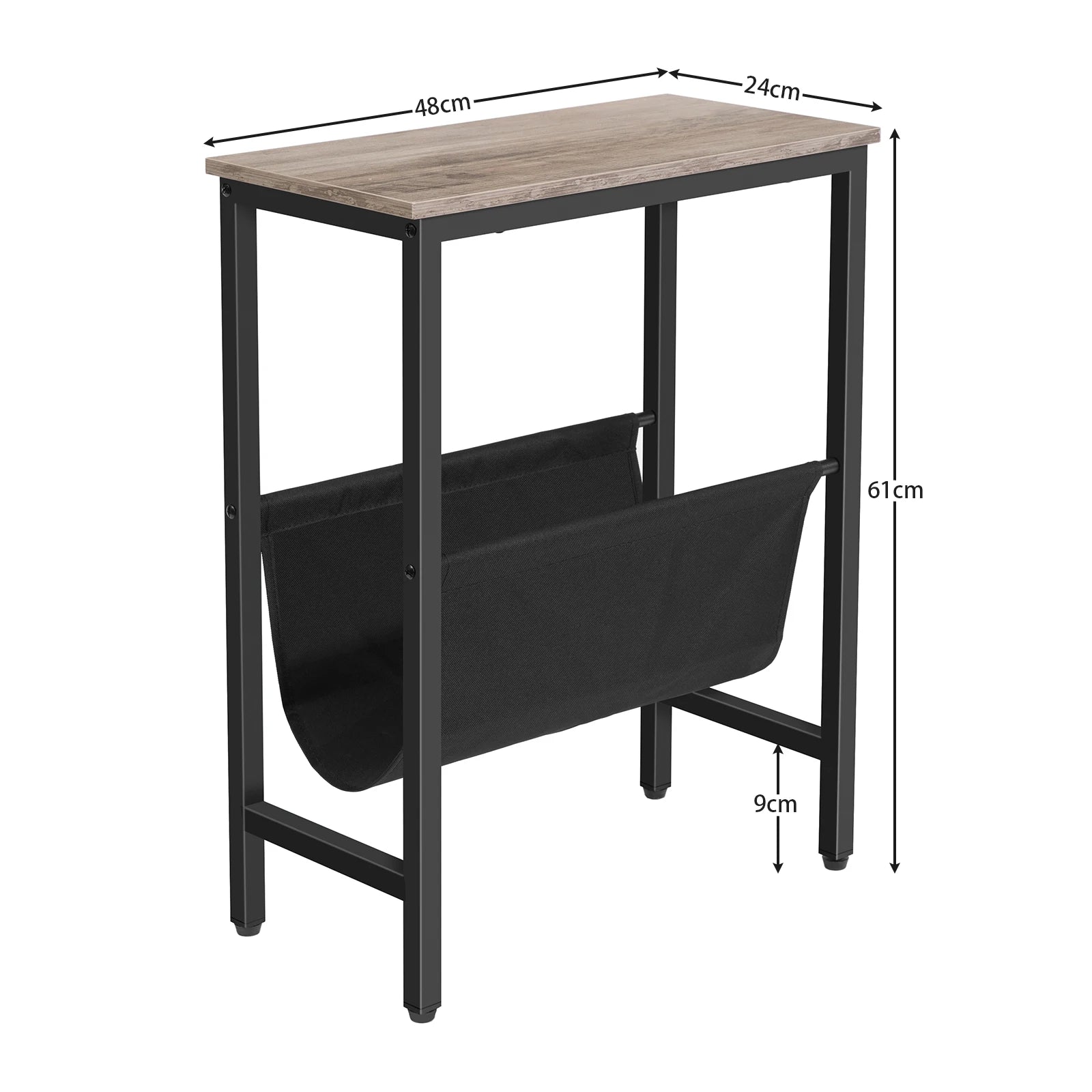 HOOBRO Side Table With Storage Narrow End Table With Magazine Holder Sling Bedside Nightstand Coffee Table For Small Space Brown