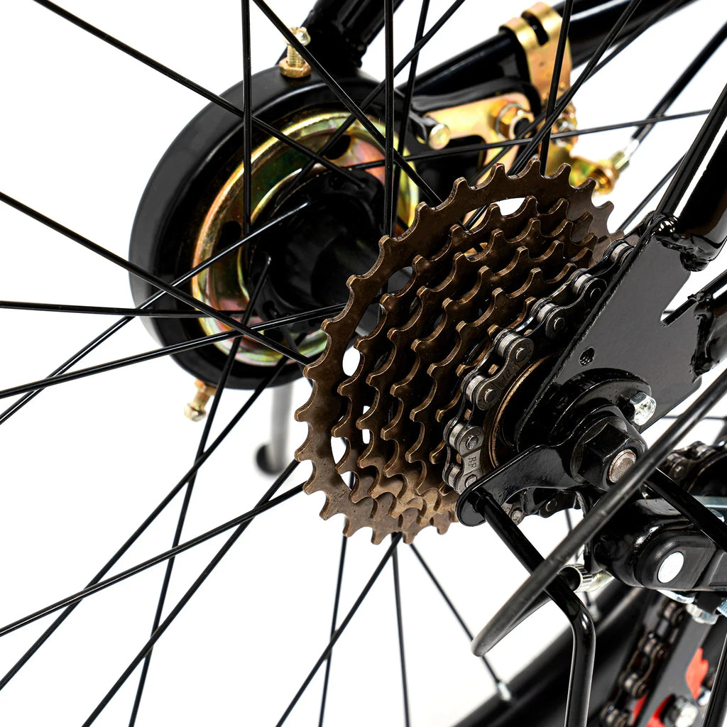 Green 20 Inch 7 Speeds Mountain Bike Adjustable Children's Bicycle with Storage Bag and Compass Bell Braking System Bike