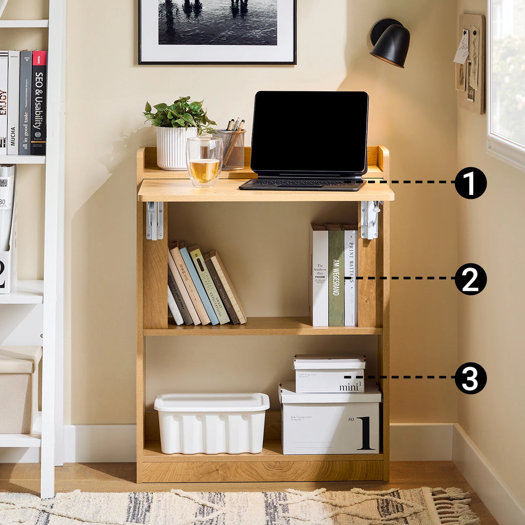 SoBuy FWT92 Folding Computer table table with shelves Folding table work table office table for home office wall table