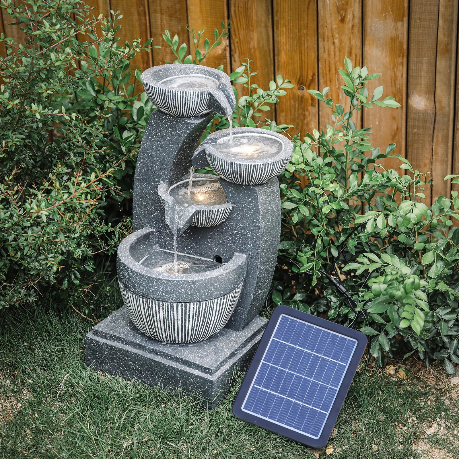 Voltsify Outdoor Garden LED Water Fountain Rockery Decor with Pump Solar Power
