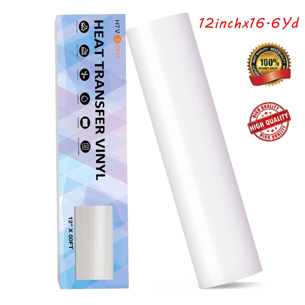 HTVRONT 12"X50ft/30x1500cm PU Heat Transfer Vinyl Roll for T-shirt Heat Press Vinyl Craft Iron on DIY HTV Film Printing Clothing
