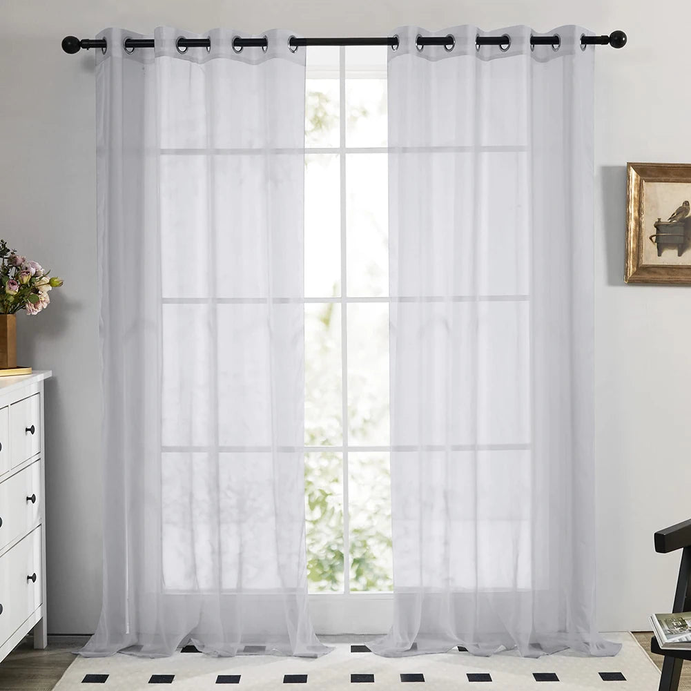 Translucent Sheer Curtain Drapes 132CM Width for Living Room Grommet Top Lightweight Airy Gauzy Light Filtering Window Treatment