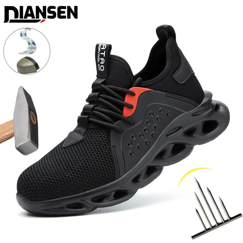48 Size Unisex Work Safety Shoes Steel Toe Cap Light Breathable Sneaker For Men Anti-smash And Anti-puncture Safety Sneakers