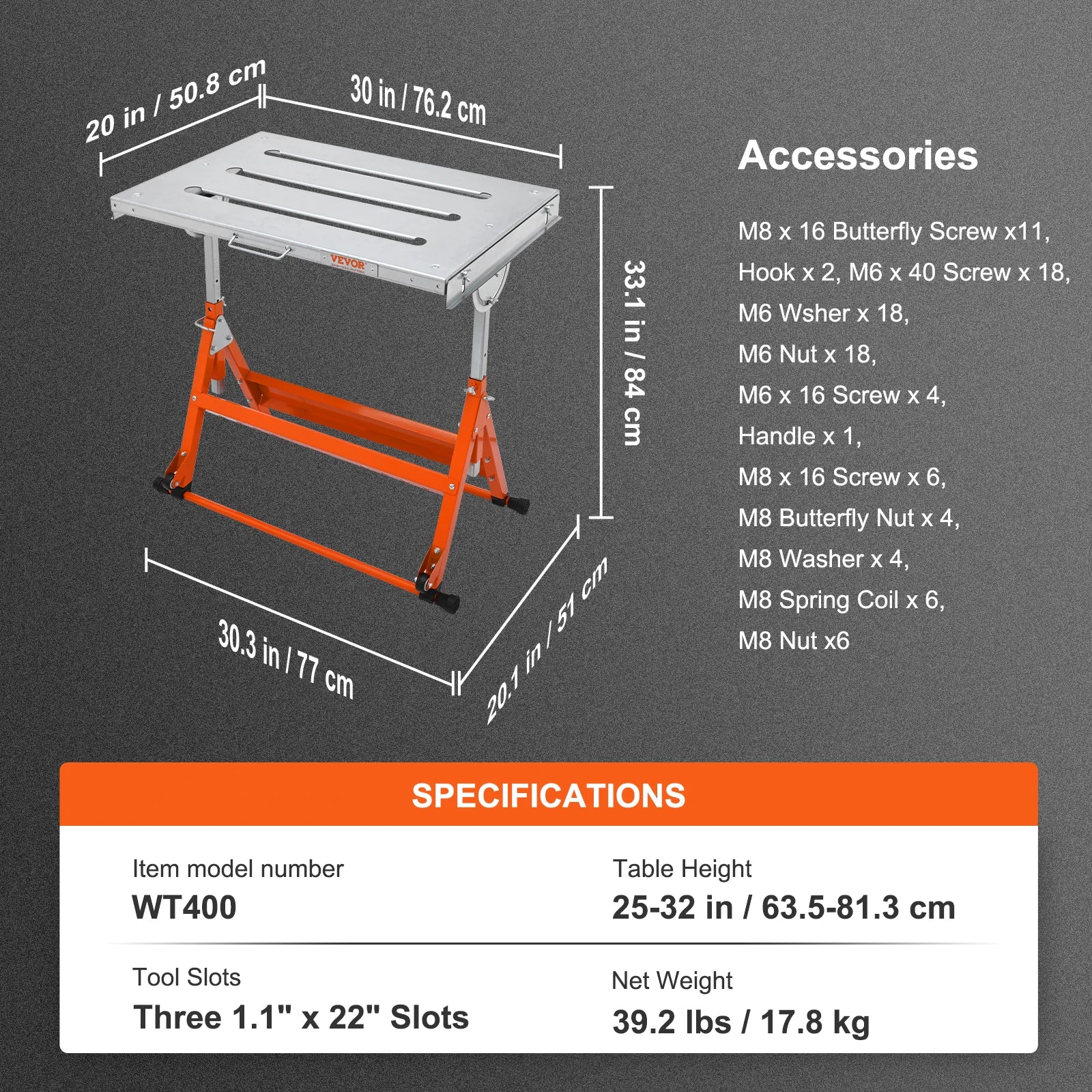 SucceBuy 18/20/24 Inch Foldable Welding Table Steel Table Top Auxiliary Welding Tool Flexible Height Portable Workbench for Work