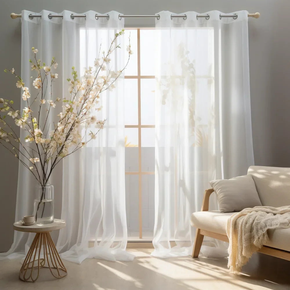 Translucent Sheer Curtain Drapes 132CM Width for Living Room Grommet Top Lightweight Airy Gauzy Light Filtering Window Treatment