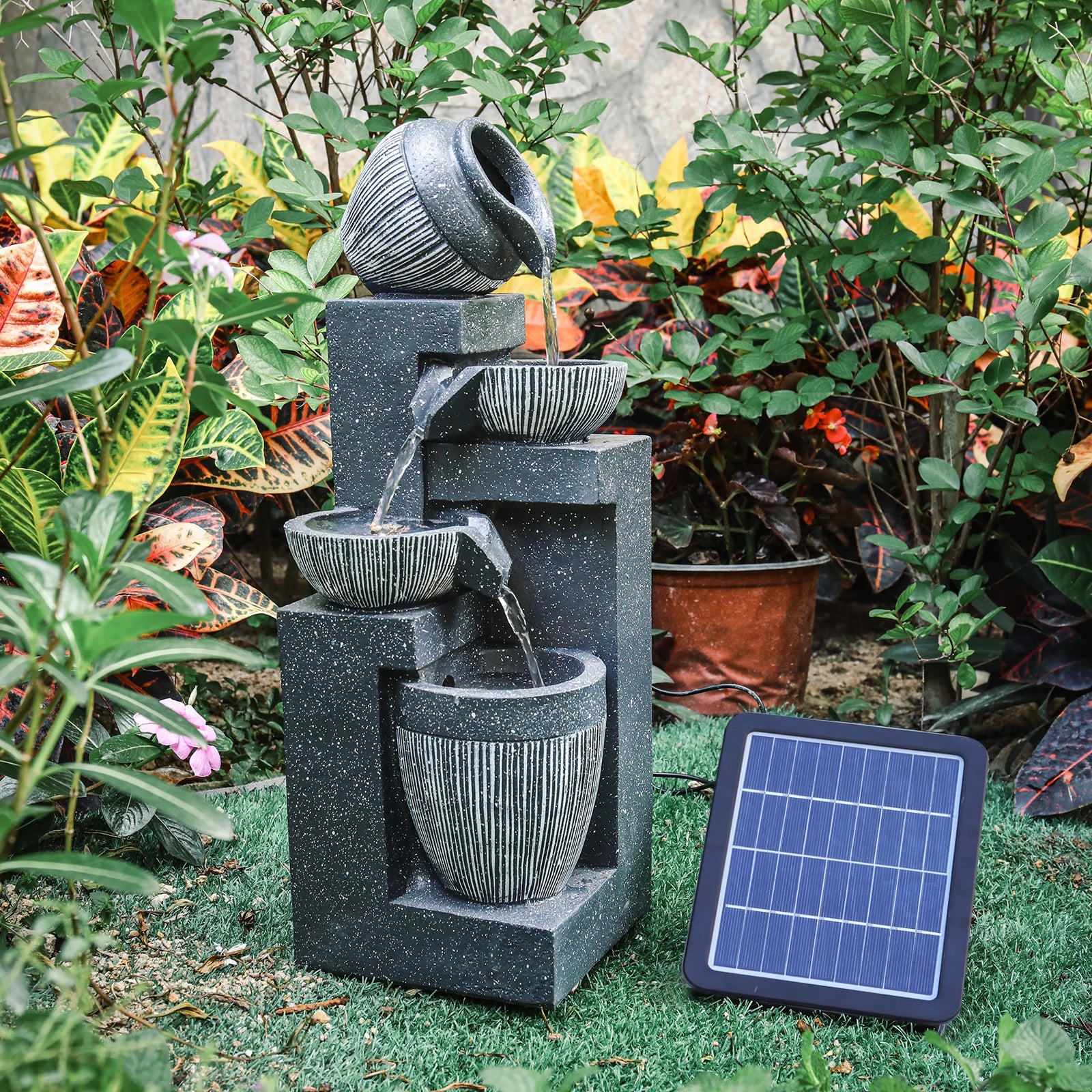 Voltsify Outdoor Garden LED Water Fountain Rockery Decor with Pump Solar Power