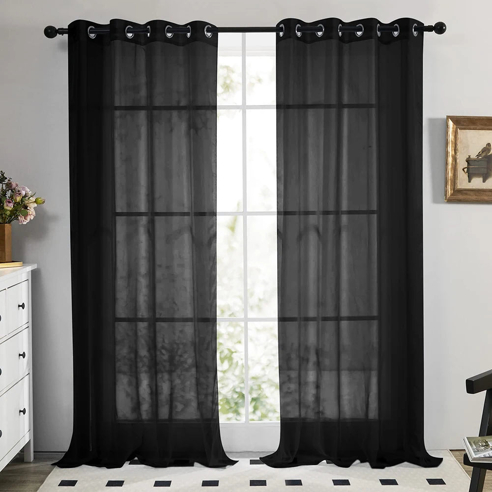 Translucent Sheer Curtain Drapes 132CM Width for Living Room Grommet Top Lightweight Airy Gauzy Light Filtering Window Treatment