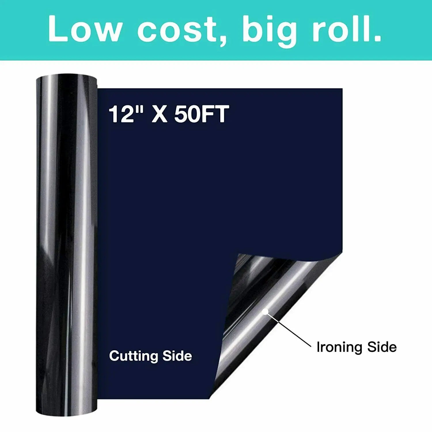 HTVRONT 12"X50ft/30x1500cm PU Heat Transfer Vinyl Roll for T-shirt Heat Press Vinyl Craft Iron on DIY HTV Film Printing Clothing