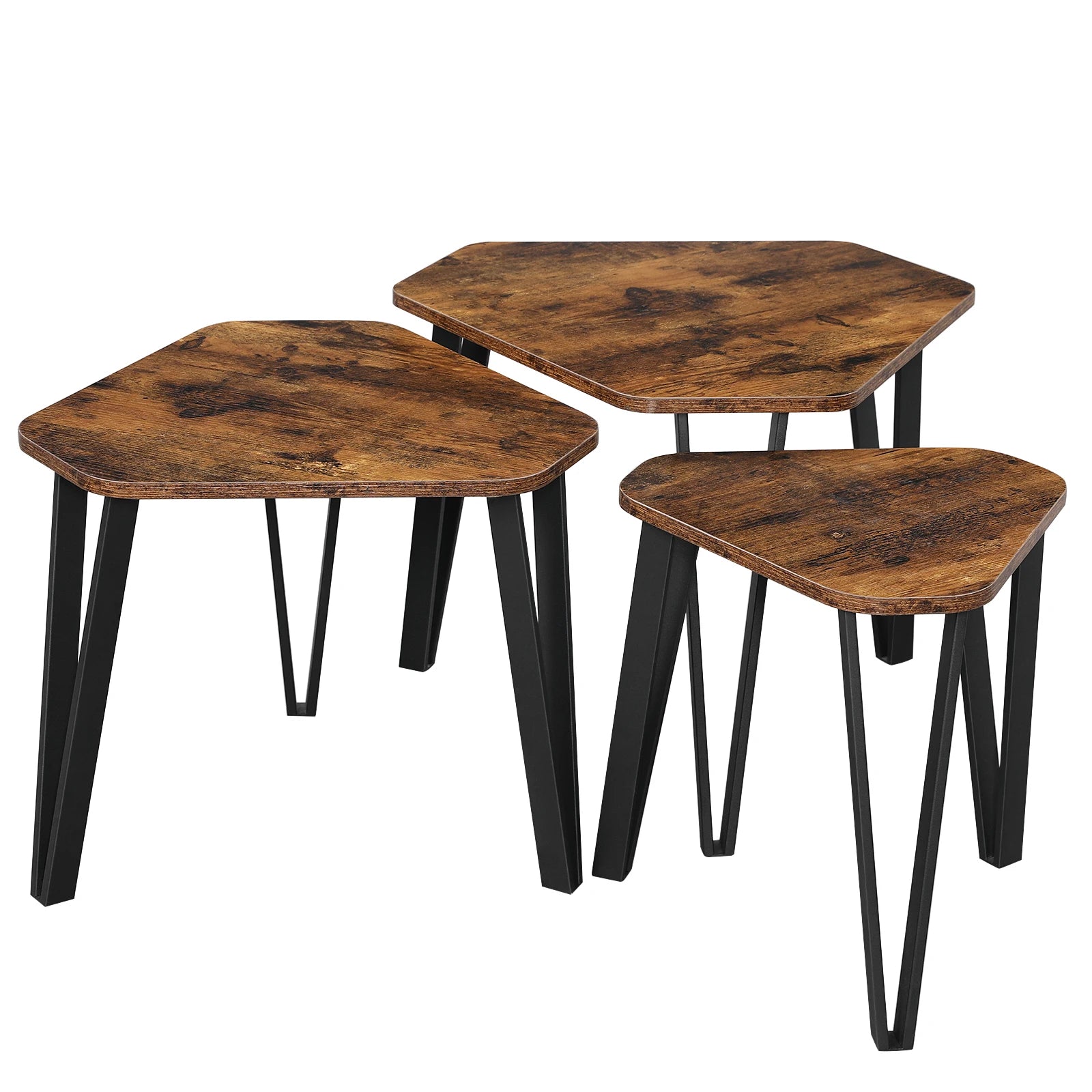 VASAGLE Nesting Coffee Table, Set of 3 End Tables for Living Room, Stacking Side Tables, Sturdy and Easy Assembly