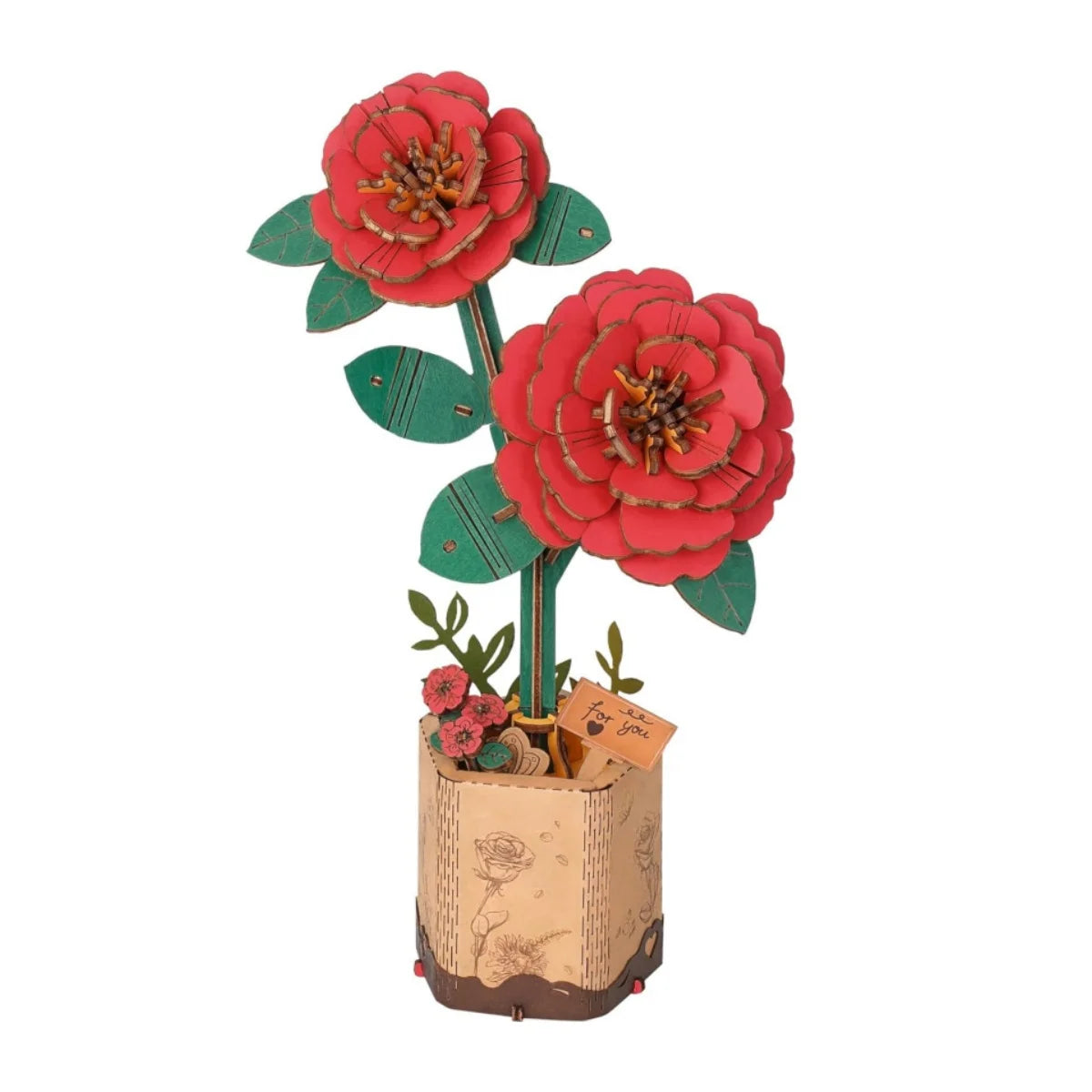 Robotime 3D Wooden Puzzle Flowers Bouquet Wooden Bloom Craft Model Kits Eternal Flowers Romantic Gift for Birthday Mother's Day