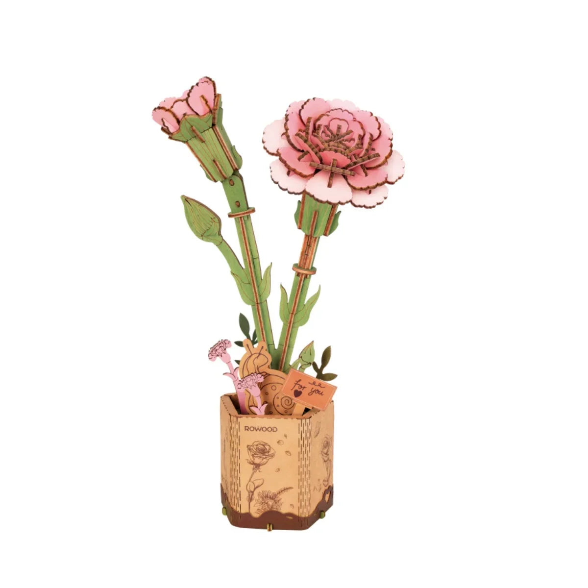 Robotime 3D Wooden Puzzle Flowers Bouquet Wooden Bloom Craft Model Kits Eternal Flowers Romantic Gift for Birthday Mother's Day