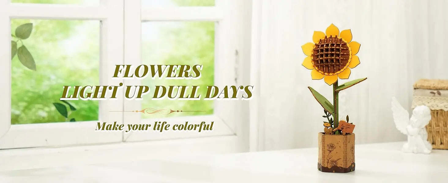 Robotime 3D Wooden Puzzle Flowers Bouquet Wooden Bloom Craft Model Kits Eternal Flowers Romantic Gift for Birthday Mother's Day