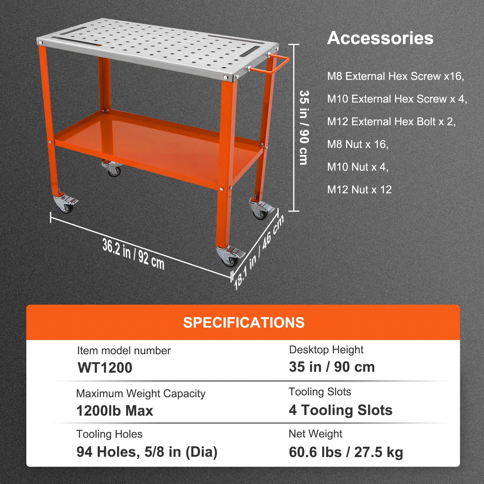 SucceBuy 18/20/24 Inch Foldable Welding Table Steel Table Top Auxiliary Welding Tool Flexible Height Portable Workbench for Work