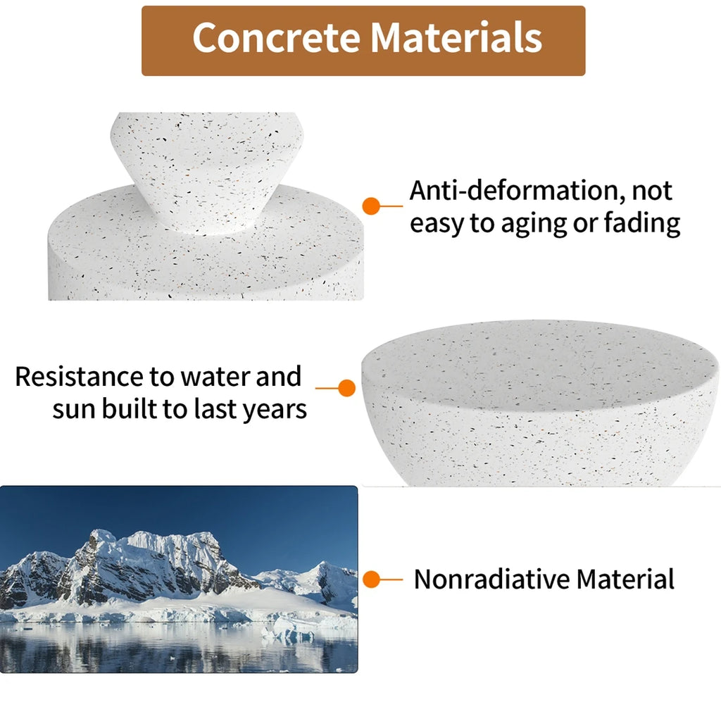 Faux Terrazzo Concrete Side Table/Stool | Modern Outdoor Garden Accent Furniture | Sleek Decor for Patio, Balcony & Living Room