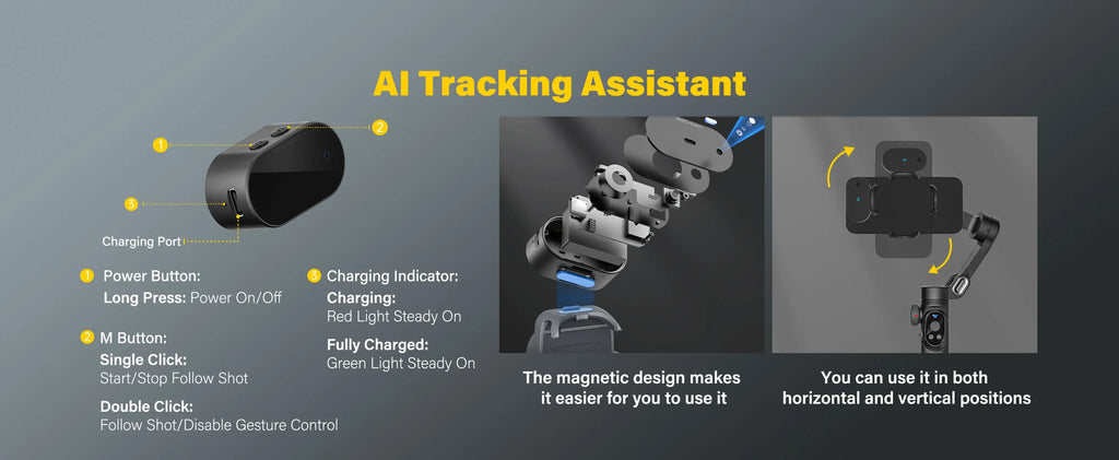 AOCHUAN Smart XPro Ai 3 Axis Smartphone Gimbal Stabilizer For iPhone And Android Smartphone Gimbal No app required to track face