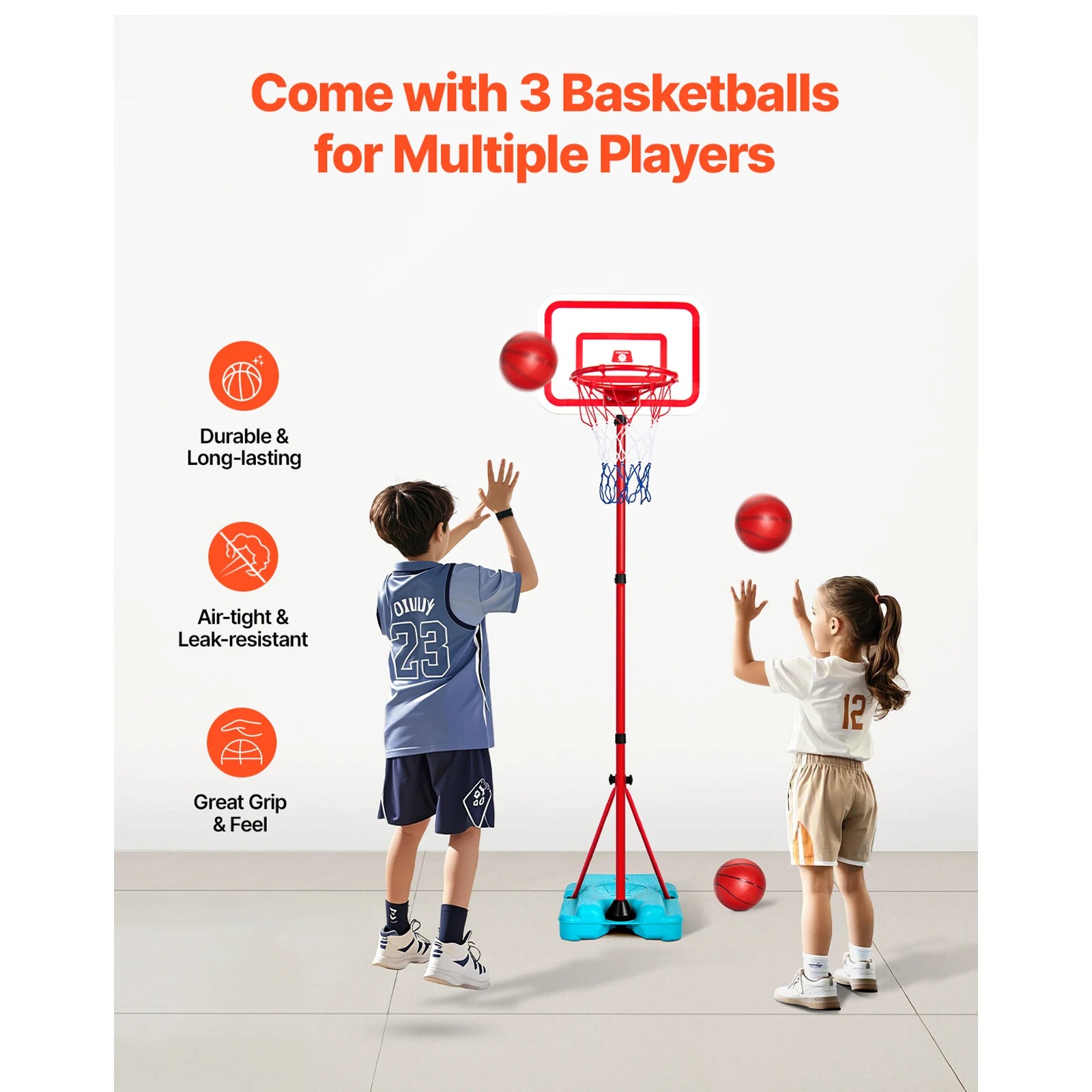 SucceBuy Toddler Adjustable Basketball Hoop 104-190CM Rack for Kids Outdoor Indoor Ball Sport Backboard Rim Shoot Children Toys