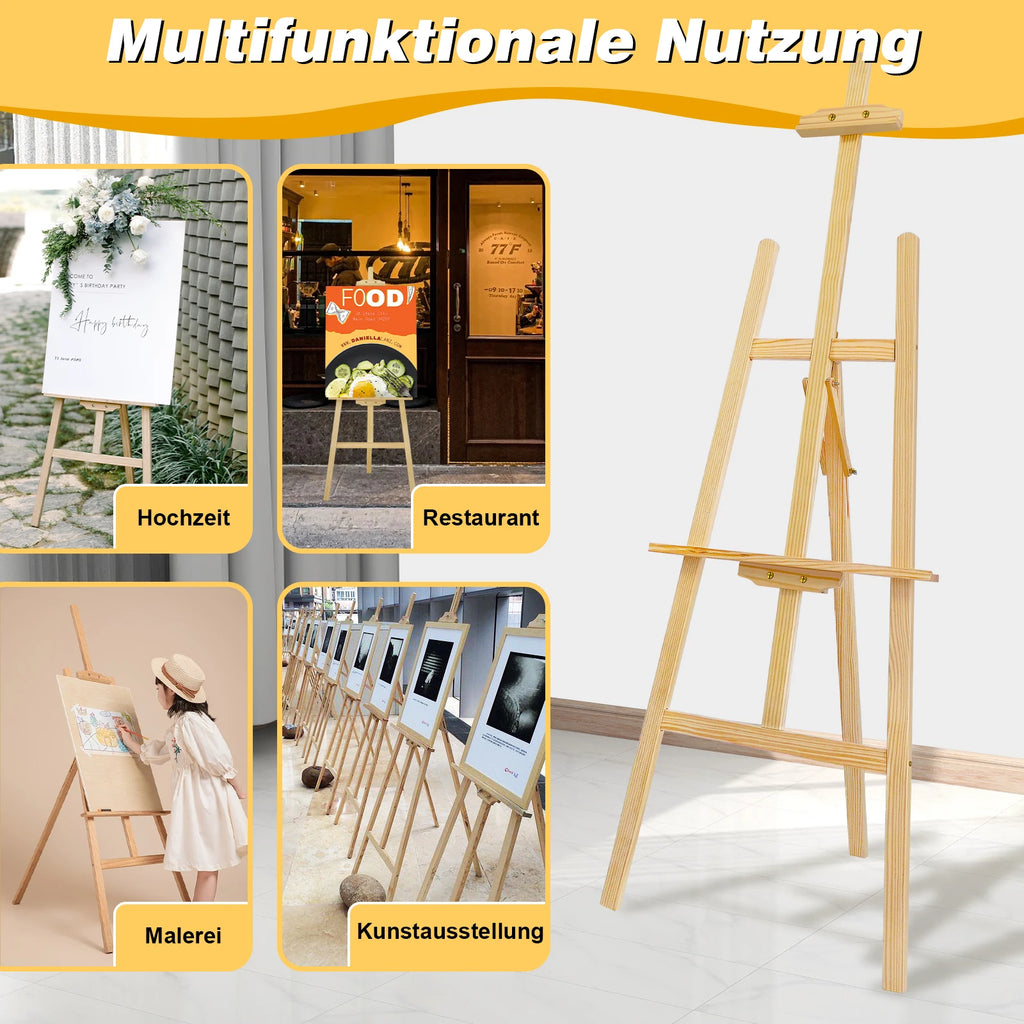 Artist Easel, Wooden A-Frame Easel Stand, Studio Easel Adjustable Drawing Painting Holder Canvas Stand Portable for Display