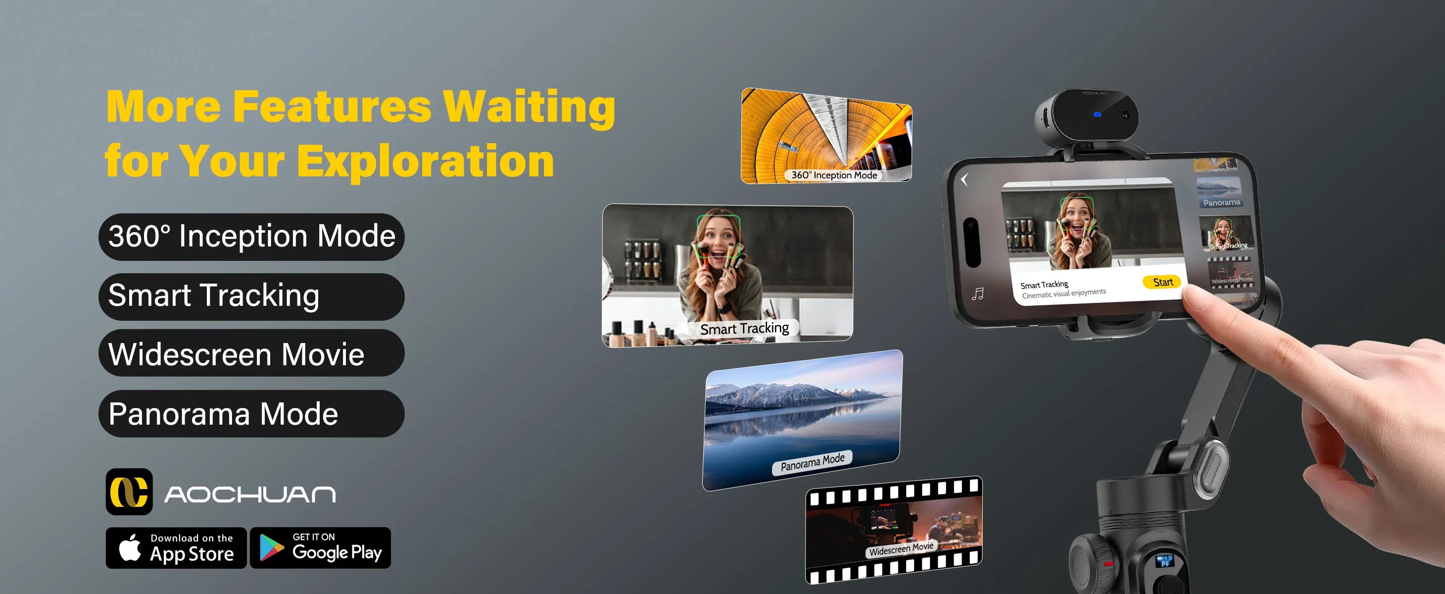 AOCHUAN Smart XPro Ai 3 Axis Smartphone Gimbal Stabilizer For iPhone And Android Smartphone Gimbal No app required to track face